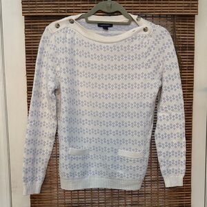 Lands' End Women's Sweater in White and Gray
